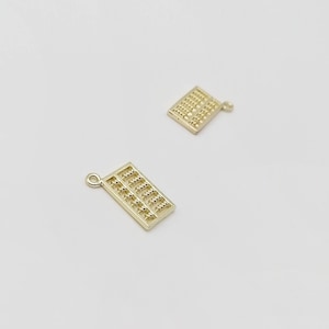 Abacus Charms, Chinese Abacus Pendants for Earrings or Necklace Making, Gold Abucus Charms, 2 Pieces