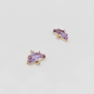 Purple Crystal Connector, AAA Crystal Connector 14k Gold Bezel Setting, For Earrings or Necklace Making, 1 Piece