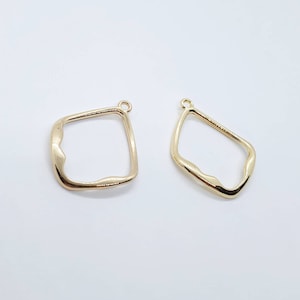 Gold Hammered Earring Pendants,  Diamond Shaped Earring Charms, Jewellery Making Supplies, 4 Pieces