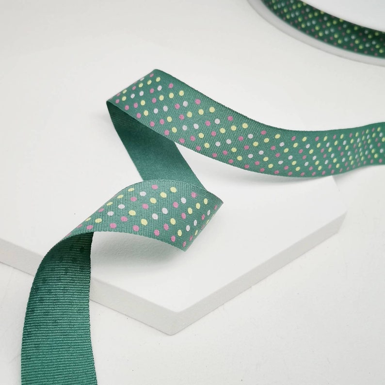 Polka Dot Ribbon on Blue or Green Ribbon for Hair Bands Etsy UK