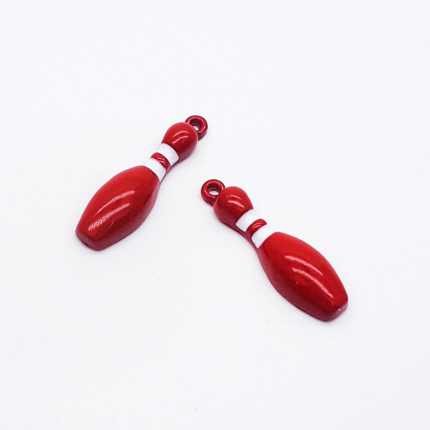 Bowling Pin Charms Red Enamel Bowling Pin Pendants Red Etsy UK