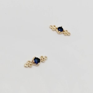 Sapphire Blue Crystal Connector, AAA Crystal Connector 14k Gold Bezel Setting, For Earrings, Bracelets or Necklace Making, 2 Pieces