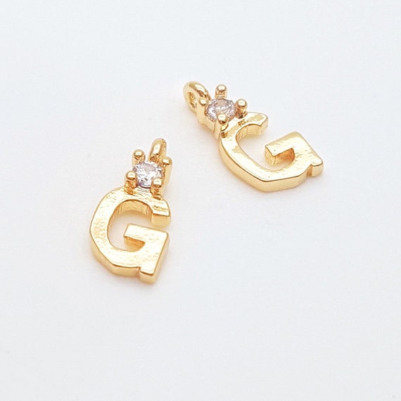 Tiny Letter G Charms With Zircon, Cute Letter Pendant, Initials - Main Image