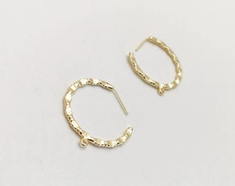 18K Gold Plated Open Hoop Earrings: 925 Silver Posts, 29mm