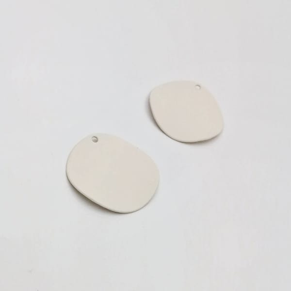 Ivory White Brass Earring Pendants: Powder Coated Curved Charms (2 Pcs)