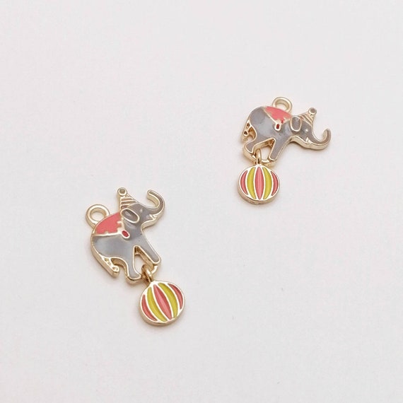 Circus Elephant Earring Charms Cute Enamel Elephant Pendant