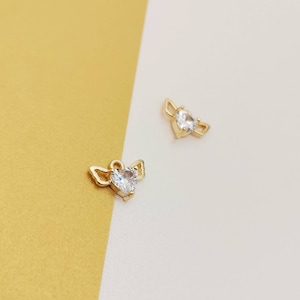 Clear Crystal Mouse Gemstone 2 in 1, 24k Gold Plated Bezel with Crystal Stone Pendant, Cute Mouse Pendant, 1 Piece