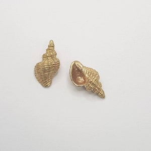 Conch Earring Charms, Brass Shell Necklace Pendants, Jewellery Making Supplies, 2 Pcs