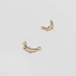 Capricorn Star Sign Connector, Gold Plated Star Signs with Zircon, Zodiac Charms Bracelet, Necklace Making, Anklets, Earring Making, 1 Pcs