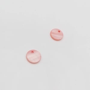 Coral Pink Mother of Pearl Charms: Disc Pendants, Earring Making (10 Pieces)