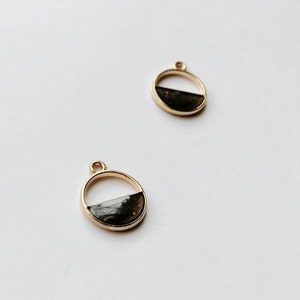 Deep Mocha Semicircle Pendant Earring Charm, Gold with Dark Brown Enamel Pendants for Earrings Making, 4 Pieces