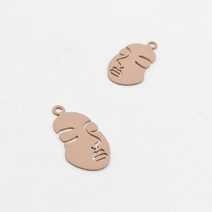2 Pieces Silhouette 2 in 1 Matt Latte Colour Face Earrings Charm, Abstract Face Pendants, Earrings Making or Necklace Making.