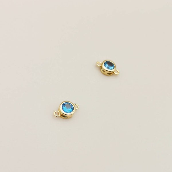 Aqua Blue Crystal Connector, 18k Gold Plated Bezel, Crystal Suitable for Earrings, Bracelet or Necklace Making, Special Piece, 1 Pc.