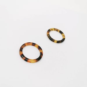 4 Pieces Acetate Earrings Charms, Tortoiseshell Hoops, Acetate Pendants, Round Acetate Hoop, Acetate for Earrings Making