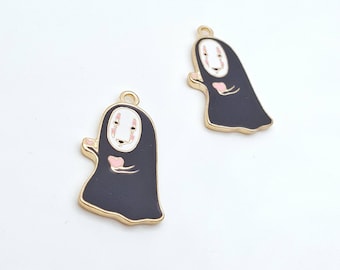 Enamel No Face Charms: Black Alloy Pendants (4 Pcs)