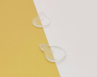 Clear Acrylic Light Bulb Charms: Filament Pendants (2 Pieces)