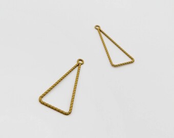 Mustard Color Triangle 2 in 1 Pendant, Dangling Triangle Pendant for Earrings, or Necklace Making, Geometric Form Charms, 2 Pcs.