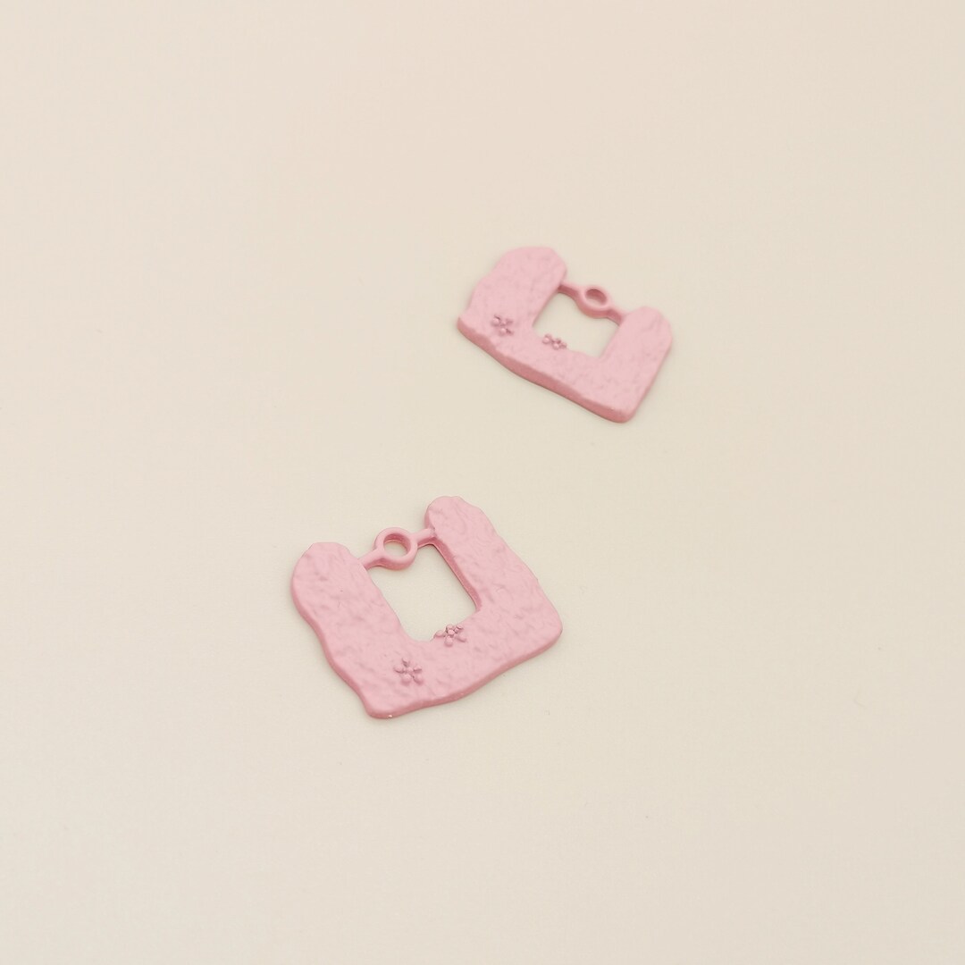 Dusky Pink Box 2 in 1 Charms, Distressed Earring Pendants, Box Shape ...