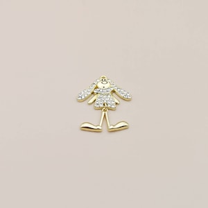 2 in 1 Comic Bunny with Pavé,  Puppet Design Pendants, Cute Rabbit with Cubics,  Charms for Earrings, Necklaces, 1 Pc