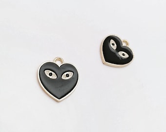 Black Heart Earring Charms: Metal Pendants, Jewelry Making (4 Pieces)