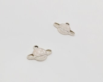White Cosmic Earring Charms: Pearlescent Glitter Pendants (4 Pcs)