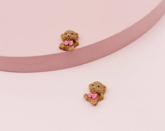 10 Pcs Brown Teddy Bear Flatback, Cute Acrylic Bear Charm for Hairclip Embellishment and Crafts