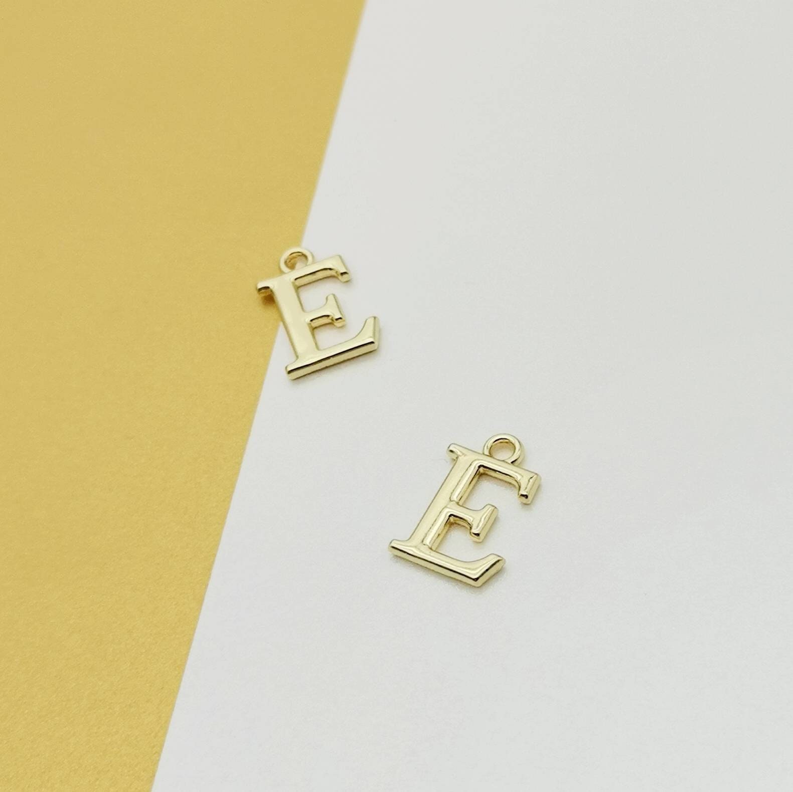 Letter E 2 in 1 Charm Gold E Alphabet Charm Letter E Etsy