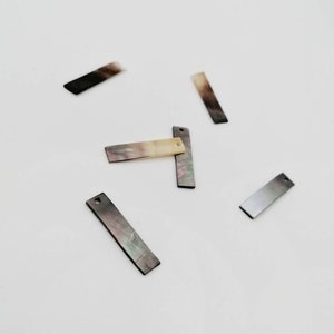 Black Mother of Pearl Charms: Rectangular Bar Pendants for Earrings (2 Pieces)