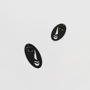 Black Silhouette 2 in 1 Face Earrings Charm, Abstract Face Pendants, Earrings Making or Necklace Making, 2 Pieces.