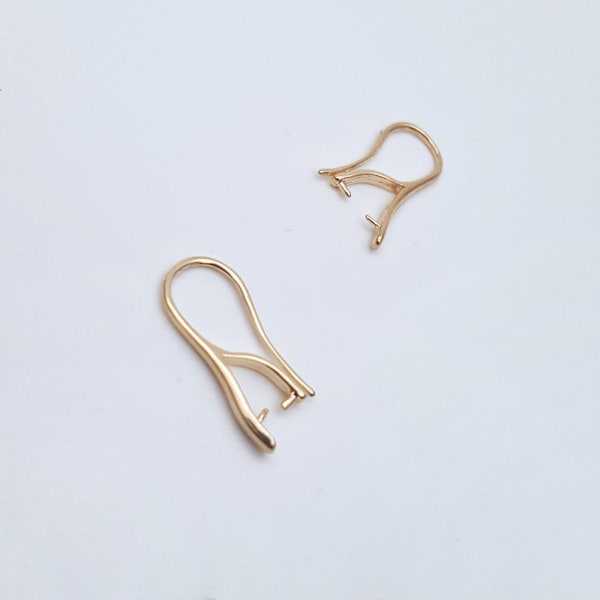 French Hook with Clamp, Gold Earring Hooks with Bead Component, 2 Pieces.