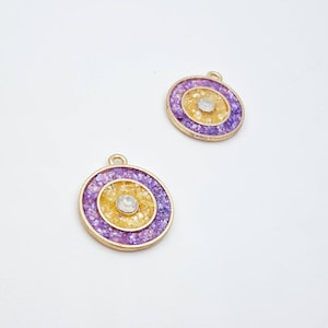 Druzy Stone Evil Eye Necklace Charms, Lilac and Gold Druzy, Druzy Stone Necklace Pendant, For Earrings or Necklace Making, 1 Piece