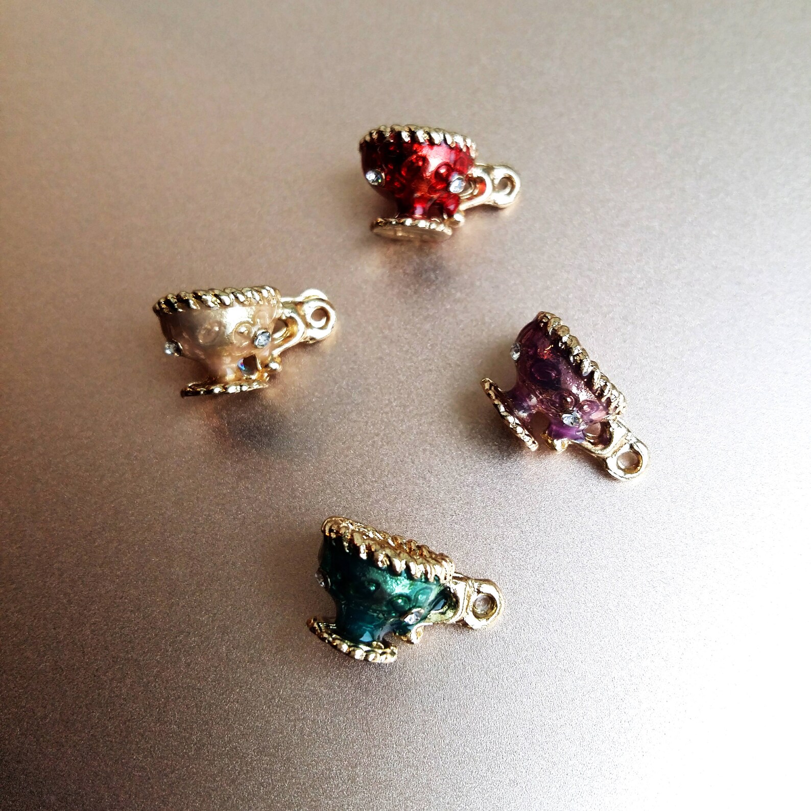 Teacup Charms Enamel Chalice Pendants Tiny Goblet Charms Etsy UK