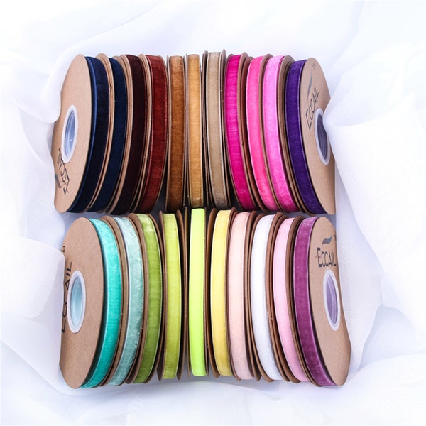 Luxury Premium Velvet Ribbon, Colour Selection Velvet Ribbon for Hatmaking, Hairband, Velvet for Dressmaking, 10mm (3/8 Inch) Width