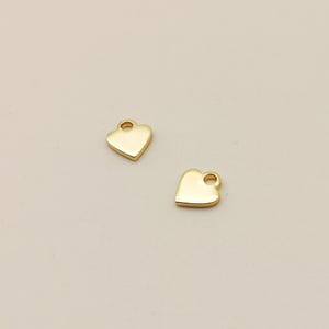 Gold Heart Pendant, Gold Plated Heart Earring Charm, Shiny Gold Heart for Earrings, Necklace Making, 2 Pieces