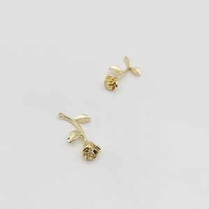 Gold Rose 2 in 1 Charm, Simple Rose Pendant, Golden Rose, Rose For Earrings Making, 4 Pieces