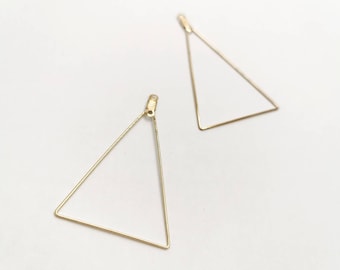 Gold Triangle Charm, Dangling Triangle Pendant for Earrings, or Necklace Making, Geometric Form Charms, 2 Pcs.