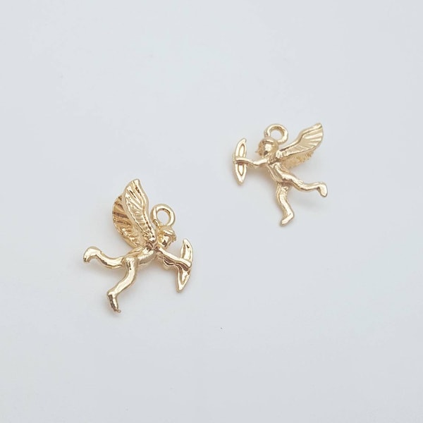 Gold Cupid Charms, Cupid Earrings Pendant, Cupids Arrow Charms, Charms For Necklace Making, 4 Pieces