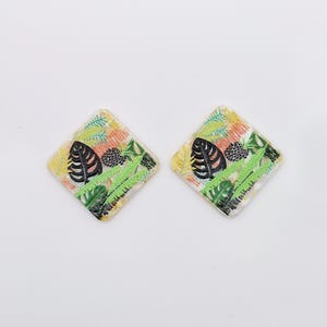 Tropical Embossed Acetate Charms, Summer Theme Pendants for Earrings or Necklace Making, Acetate Beach Holiday Fashion Charms, 2 Pc.