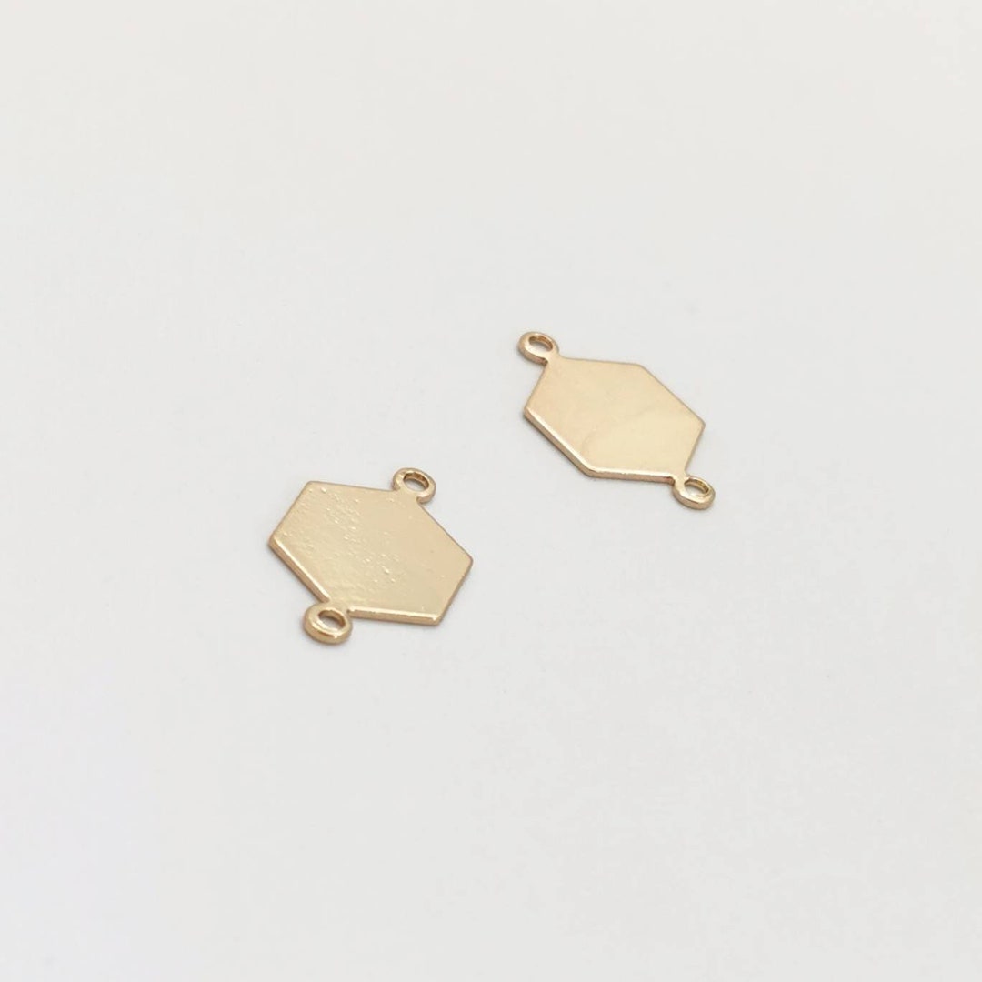 Hexagon Connector Charms, E-plated Gold Hexagon Connectors
