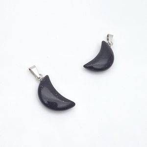 Blue Sandstone Crescent Pendant, Natural Gemstone Charm for Necklace or Earrings Making, 1 Piece