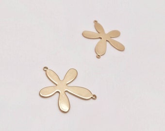Gold Flower Connector Charms, Shiny Floral Links for Jewellery Making, 2 Pieces