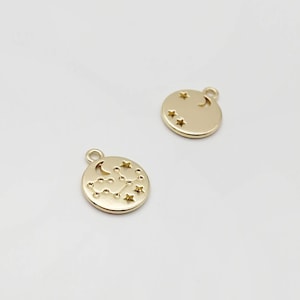 Virgo Star Sign Charm, Zodiac Pendant in 18k Gold Plate, Virgo Gold Pendant for Necklace or Earrings Making, 2 Pcs.