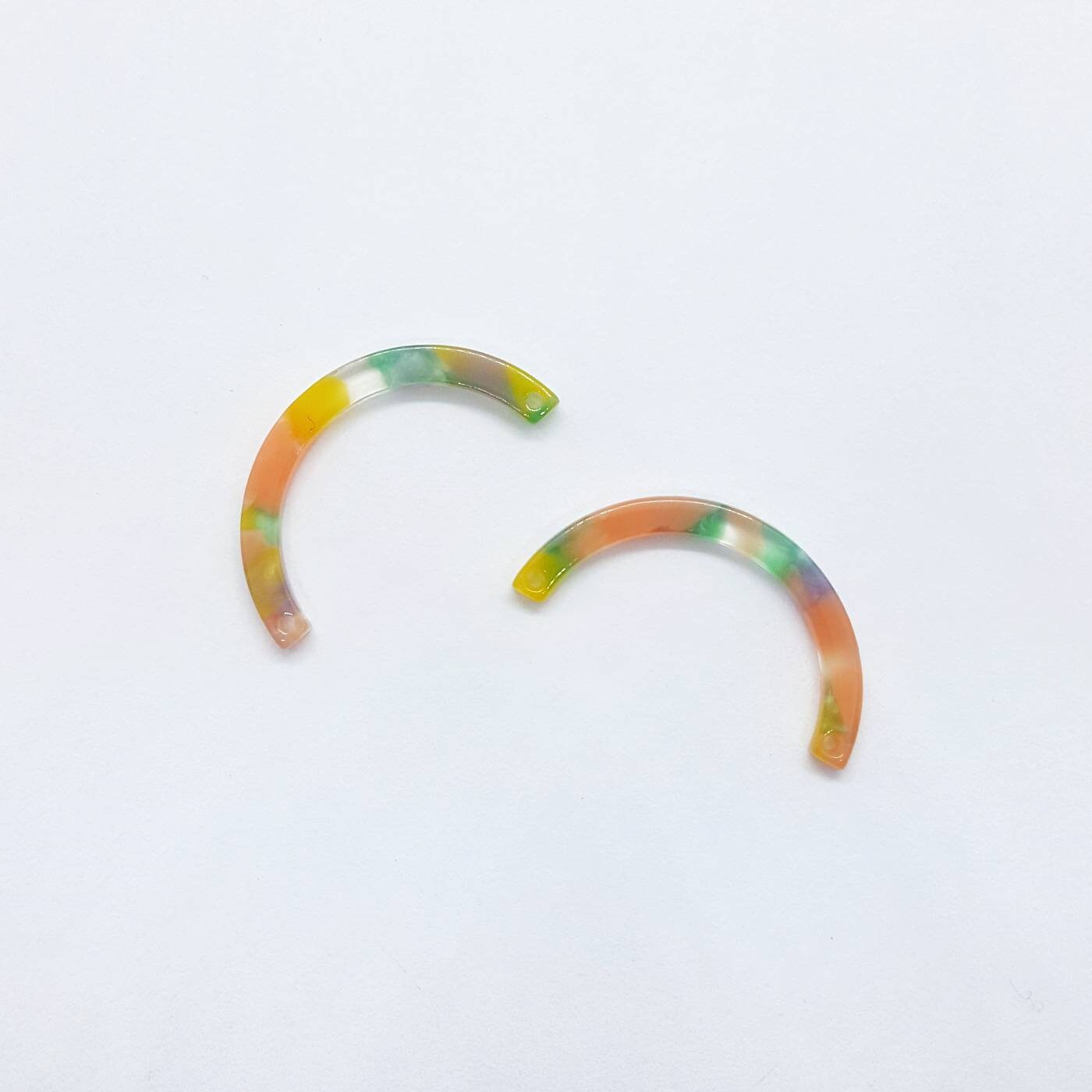 Acetate Earring Connector, Semi-Circle Earring Charms, Multi-colour Arch Style Connector Charm, Charms for Jewellery Making,2 Pieces