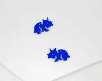 Blue Dino Charms, Acrylic Triceratops Pendants, Cute Dinosaur Charms for Jewellery Making, Craft Supplies, 4 Pieces