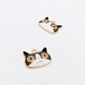 Cat Charms Earrings, Keychain Cat Charm, Cat Charms for Zipper Pull, Cat Accessories, Cat Face Charms, Cute Enamel Cat Pendants, 2 Pieces