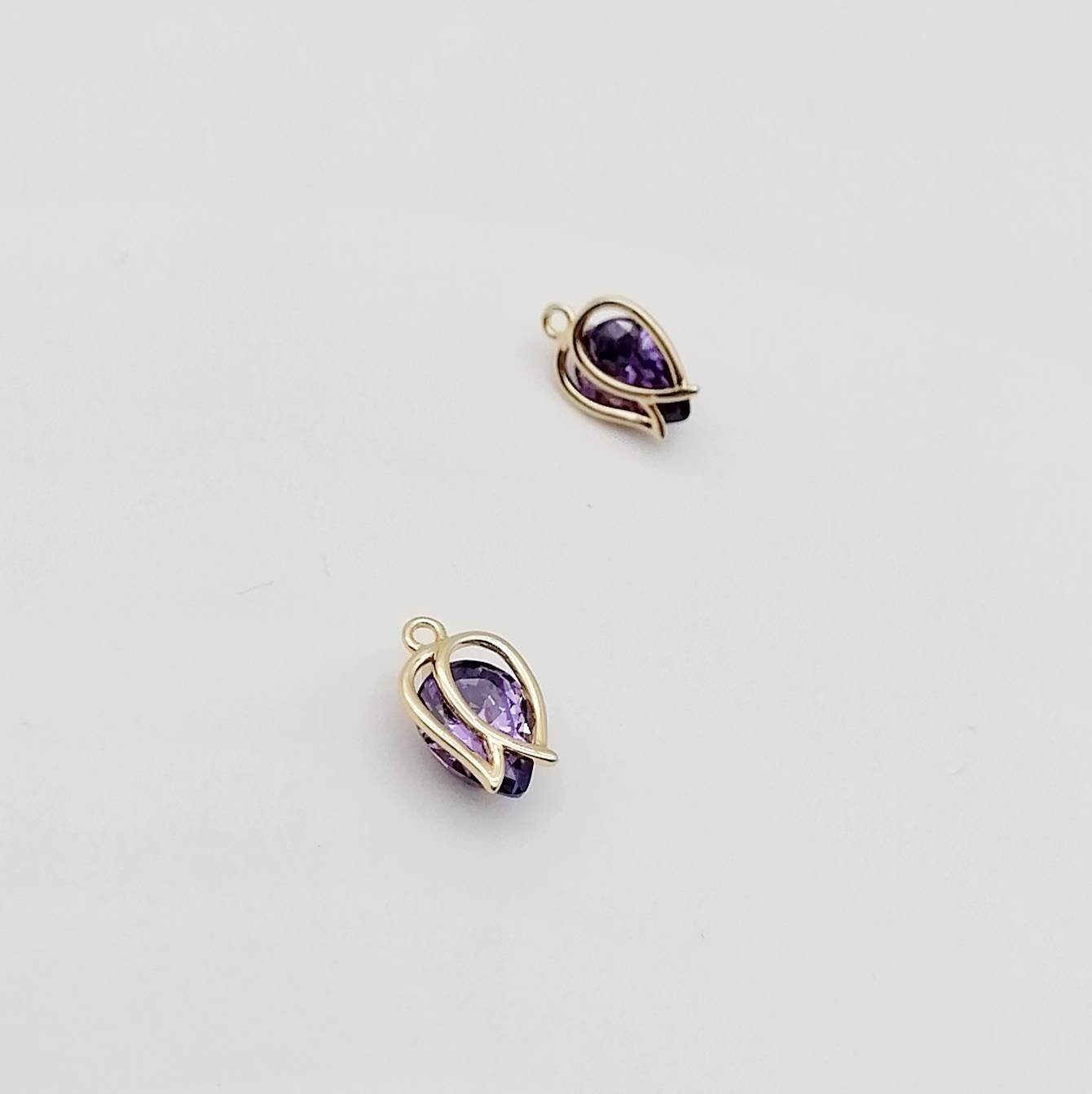 トルマリンフラワー 2点セット Amethyst Purple Crystal Tulip 2 in 1 Charm, Tulip Flower