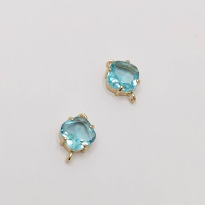 Kristall Aqua Blau Edelstein Verbinder Anhänger in 18k Gold Plate Bezel, Edelstein Verbinder, 1 Stück