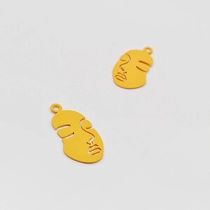Silhouette 2 in 1 Face Earrings Charm, Abstract Face Pendants, Earrings Making or Necklace Making, 2 Pieces.