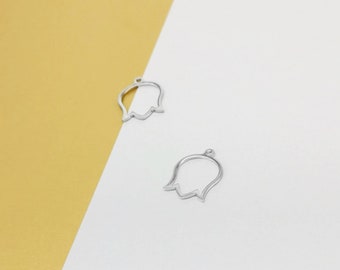 Dije 2 en 1 con diseño de tulipán, colgante de tulipán de oro blanco para hacer aretes o collares, cabeza de tulipán individual, estilo minimalista, 2 piezas