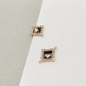 Ornate Faceted Gemstone Connector, Smokey Color Crystal Connector for Earrings Making or Necklace Making or Bracelet Making, 1 Piece